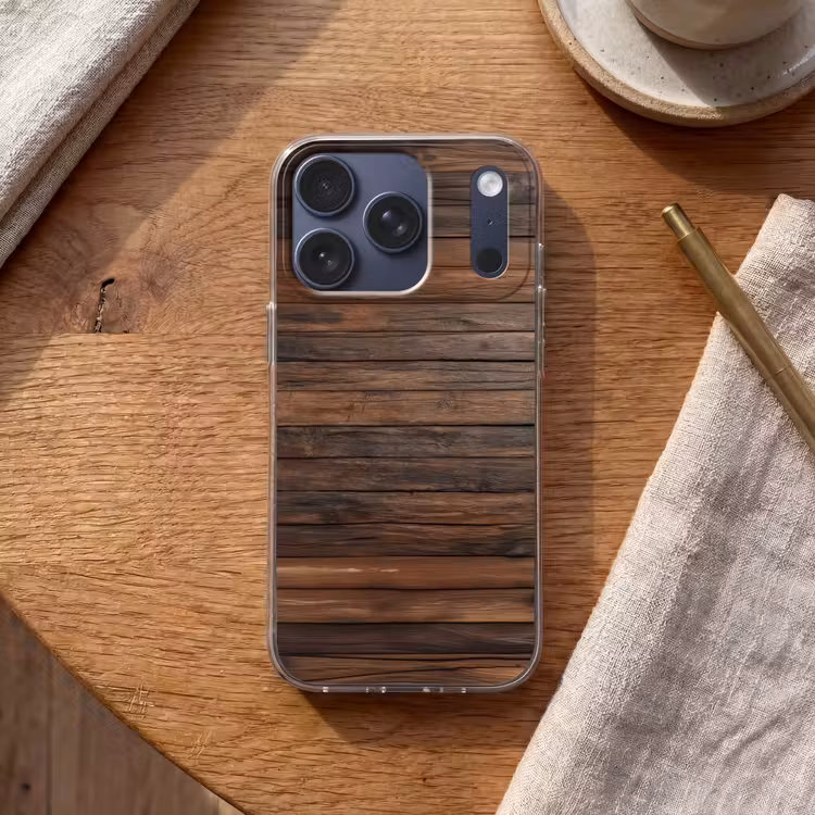 Houten plankpatroon - Warmte - Natuurlijk Telefoonhoesje iPhone 17 Pro klein -sfeer1