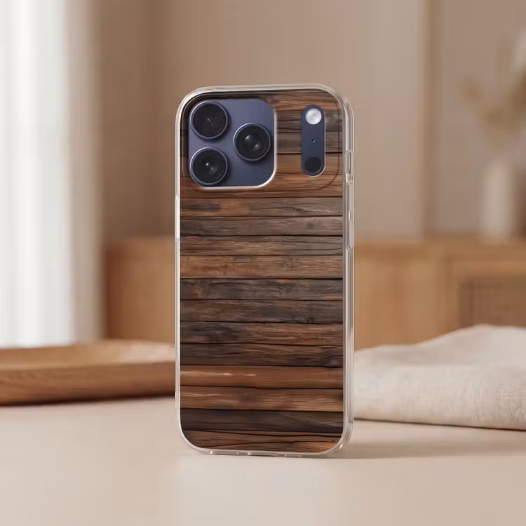 Houten plankpatroon - Warmte - Natuurlijk Telefoonhoesje iPhone 17 Pro klein -sfeer2
