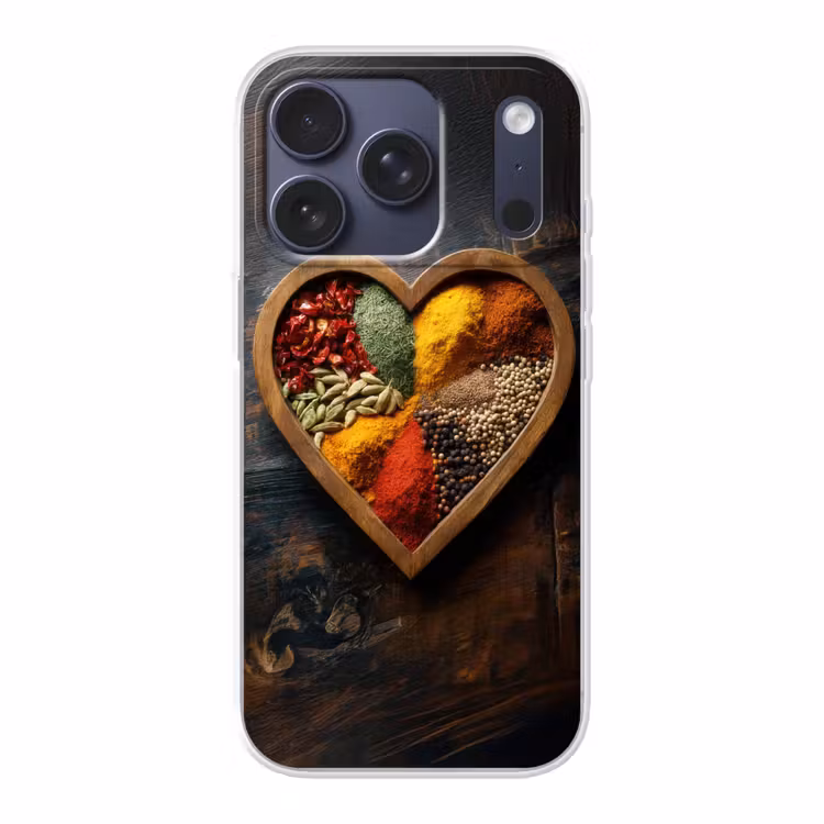 Houten - Hart - Kleurrijke - Specerijen Telefoonhoesje iPhone 17 Pro klein -3d
