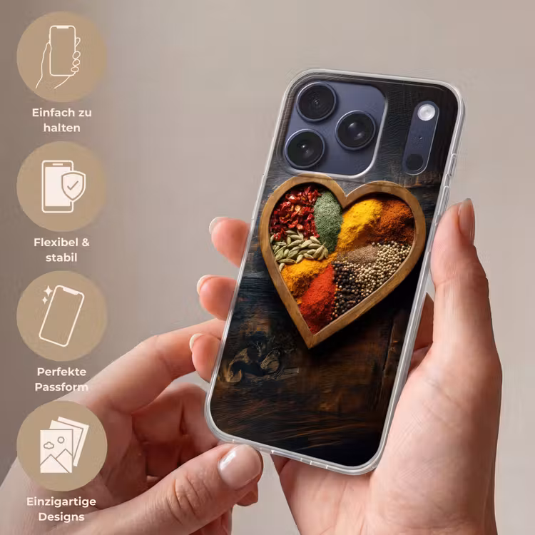 Houten - Hart - Kleurrijke - Specerijen Telefoonhoesje iPhone 17 Pro klein -sfeer3_DE