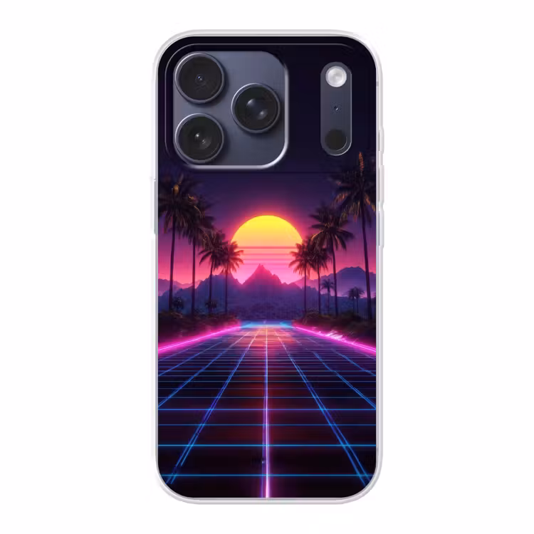 Horizon - Palmbomen - Bergen - Geel Telefoonhoesje iPhone 17 Pro klein -3d
