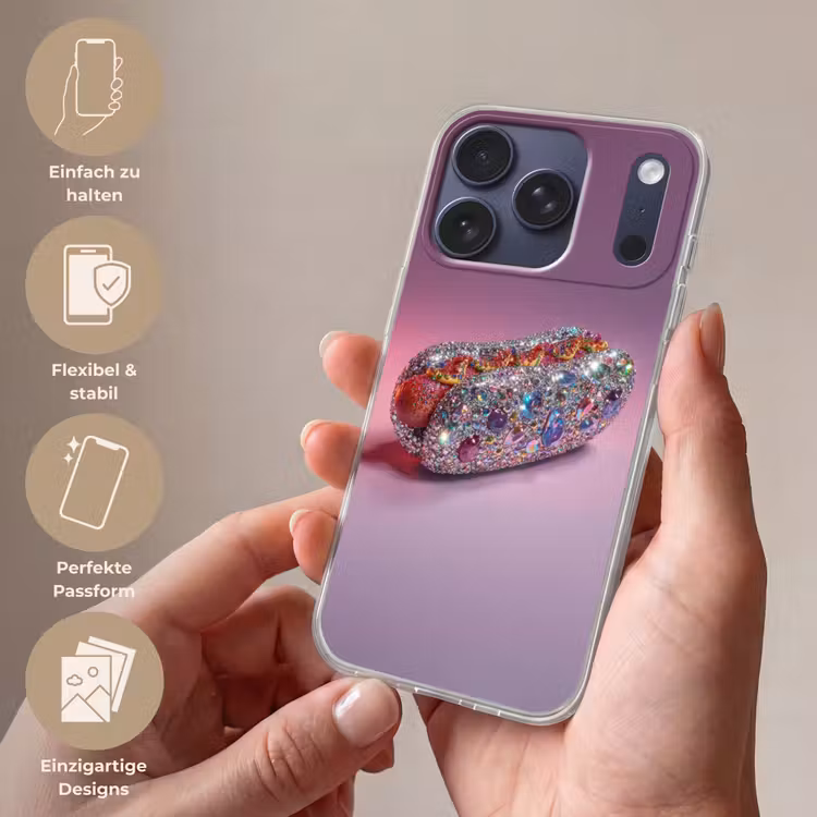 Hotdog - Steentjes - Glitters - Paars Telefoonhoesje iPhone 17 Pro klein -sfeer3_DE