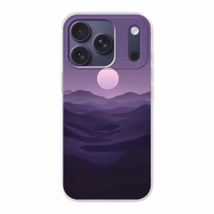 Heuvels - Paars - Mist - Zon Telefoonhoesje iPhone 17 Pro klein -3d