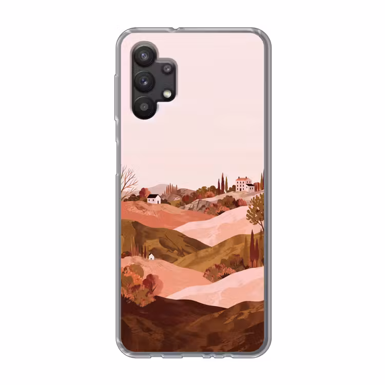 Heuvellandschap - Grafisch - Terracotta Telefoonhoesje Samsung Galaxy A32 5G klein -3d