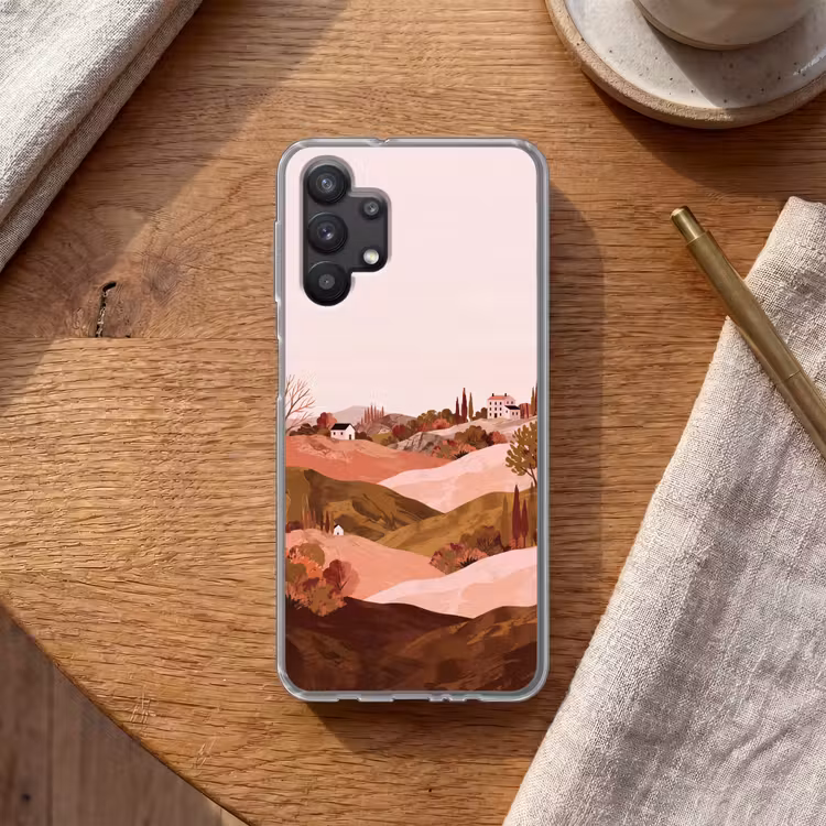 Heuvellandschap - Grafisch - Terracotta Telefoonhoesje Samsung Galaxy A32 5G klein -sfeer1