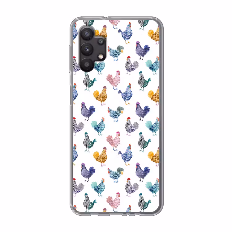 Kippen -Aquarel - Kleurrijk Telefoonhoesje Samsung Galaxy A32 5G klein 346 -3d