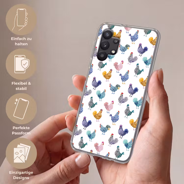 Kippen -Aquarel - Kleurrijk Telefoonhoesje Samsung Galaxy A32 5G klein 346 -sfeer3_DE