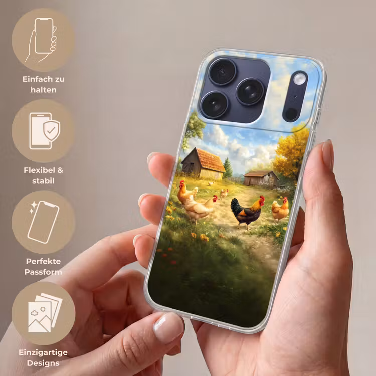 Kippen - Landelijke rust - Natuur Telefoonhoesje iPhone 17 Pro klein -sfeer3_DE
