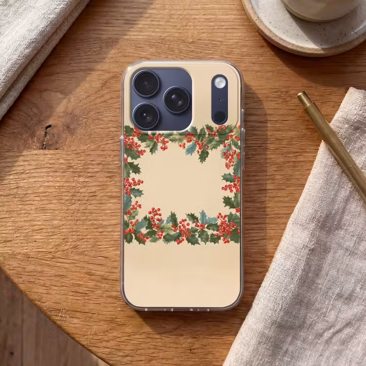 Hulstrand - Bessen - Beige Telefoonhoesje iPhone 17 Pro klein -sfeer1