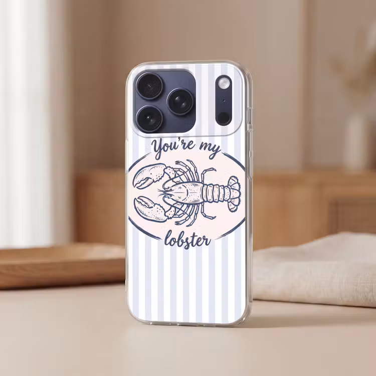 Kreeft - Illustratie - Liefde - Blauw - Decoratie Telefoonhoesje iPhone 17 Pro klein -sfeer2