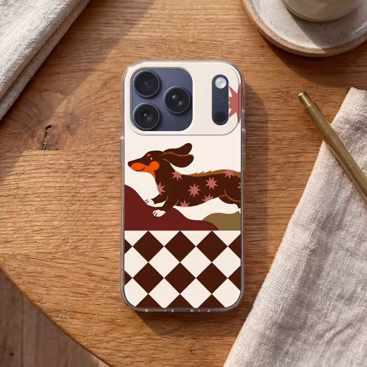 Hond - Abstract - Dieren - Modern - Bruin Telefoonhoesje iPhone 17 Pro klein -sfeer1