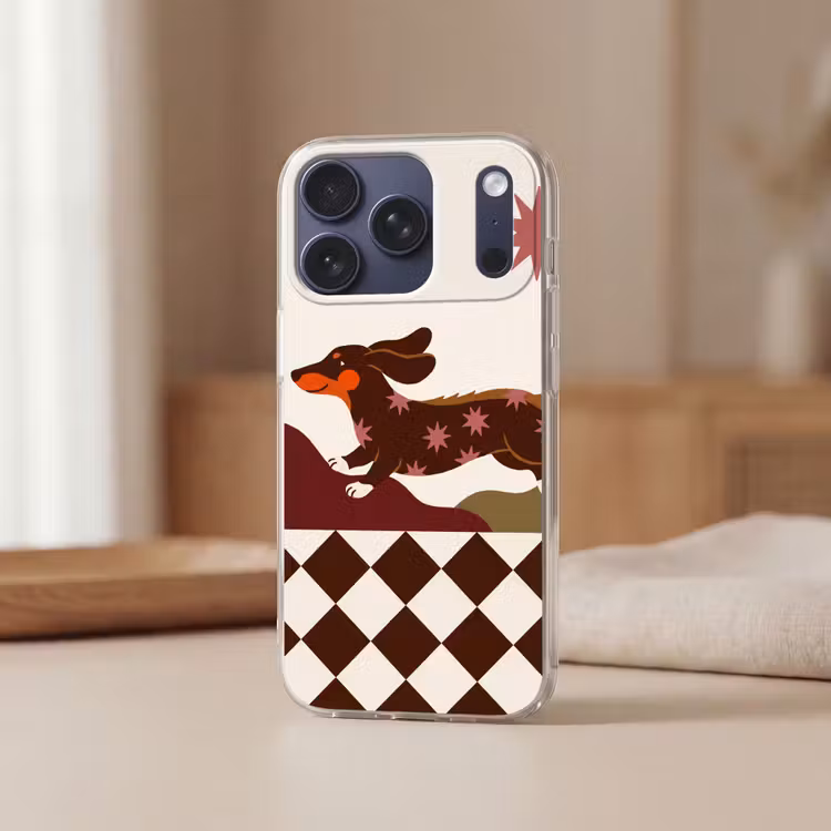 Hond - Abstract - Dieren - Modern - Bruin Telefoonhoesje iPhone 17 Pro klein -sfeer2