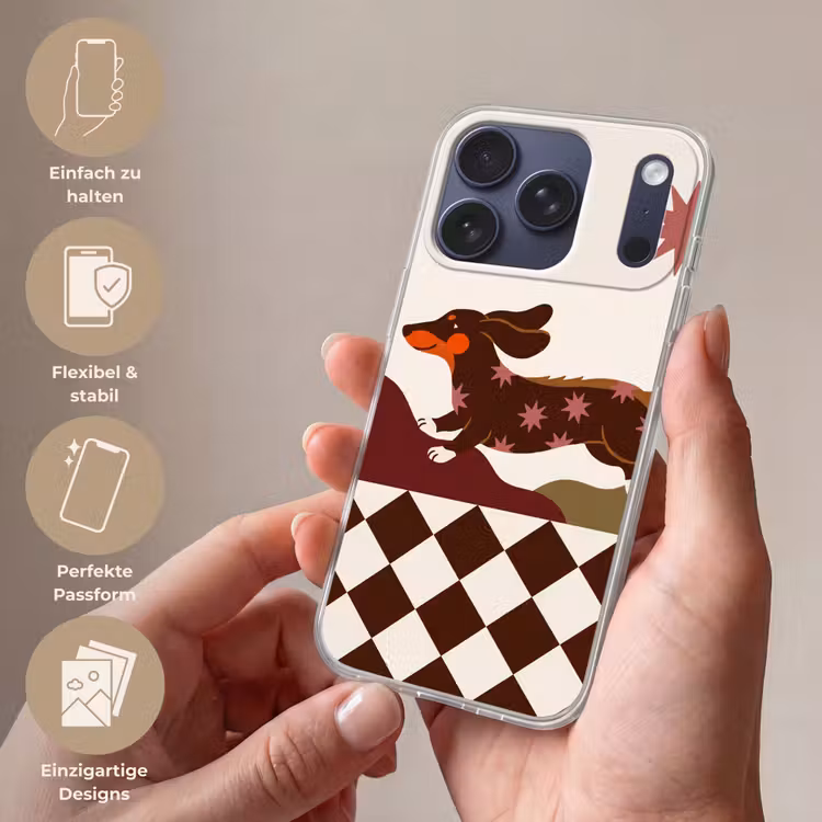 Hond - Abstract - Dieren - Modern - Bruin Telefoonhoesje iPhone 17 Pro klein -sfeer3_DE