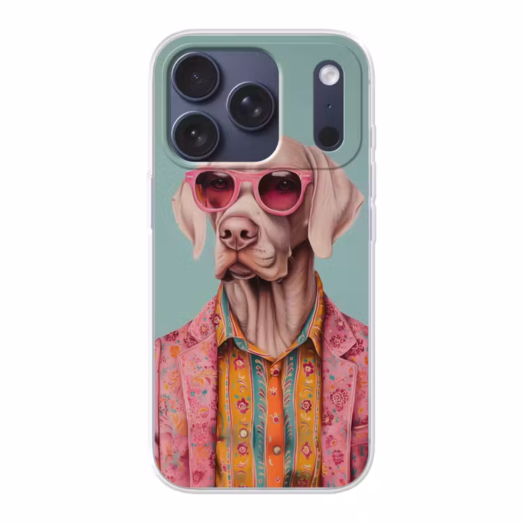 Hond - Overhemd - Bloemen - Bril Telefoonhoesje iPhone 17 Pro klein -3d