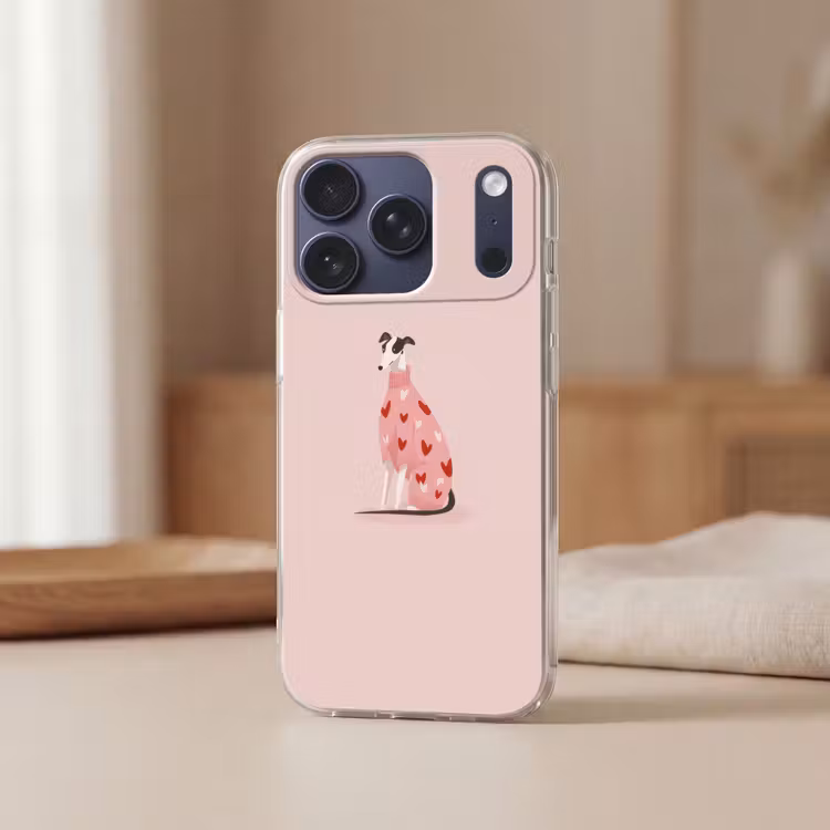 Hond - Hartjes - Roze Telefoonhoesje iPhone 17 Pro klein -sfeer2