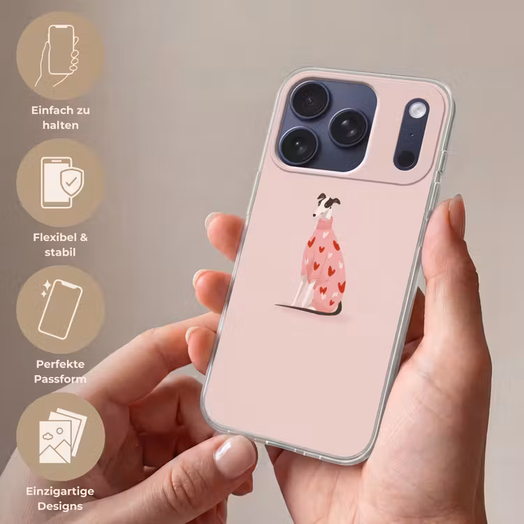 Hond - Hartjes - Roze Telefoonhoesje iPhone 17 Pro klein -sfeer3_DE