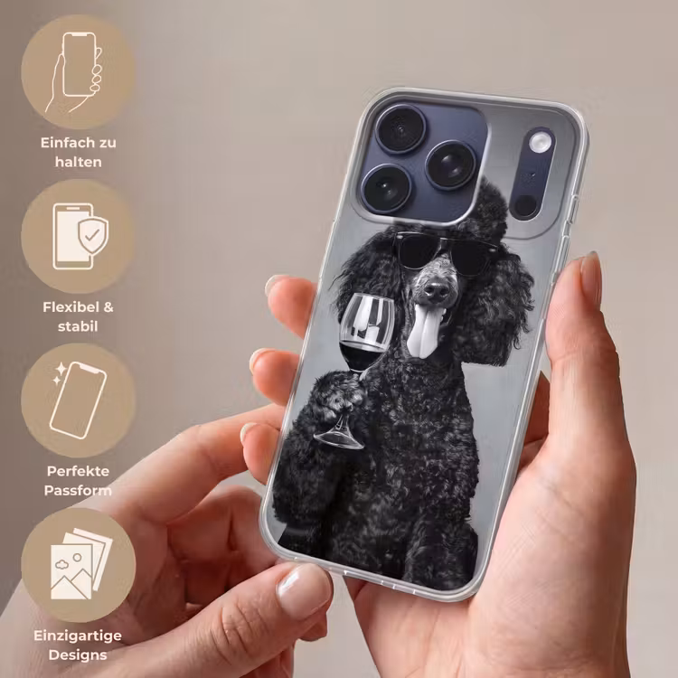 Hond - Krullen - Zonnebril - Wijn Telefoonhoesje iPhone 17 Pro klein -sfeer3_DE