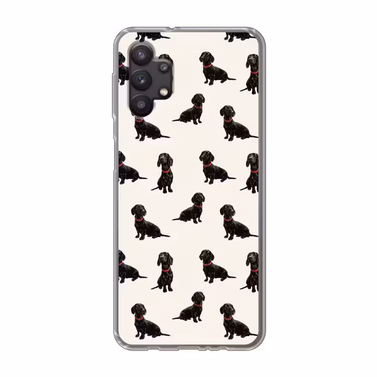 Hond - Patroon - Zwart Telefoonhoesje Samsung Galaxy A32 5G klein 346 -3d