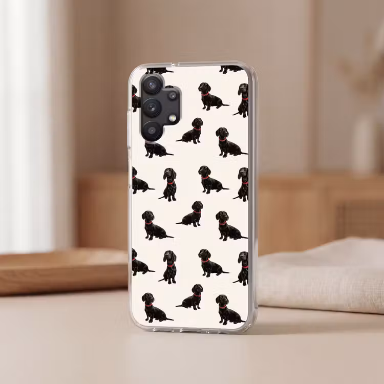 Hond - Patroon - Zwart Telefoonhoesje Samsung Galaxy A32 5G klein 346 -sfeer2
