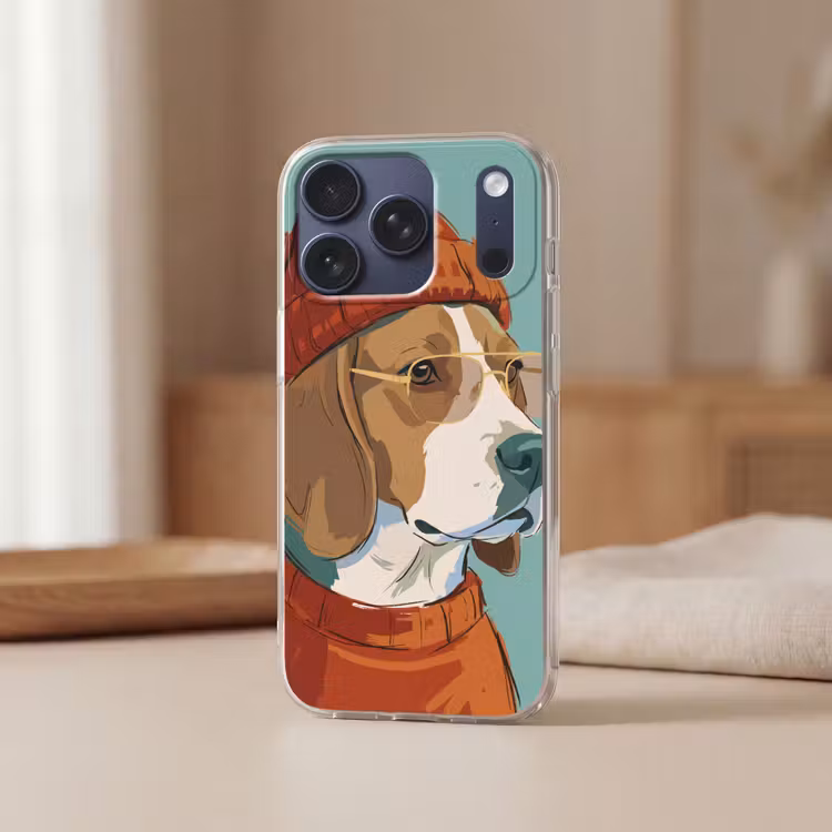 Hond - Beanie - Zonnebril - Dieren - Modern Telefoonhoesje iPhone 17 Pro klein -sfeer2