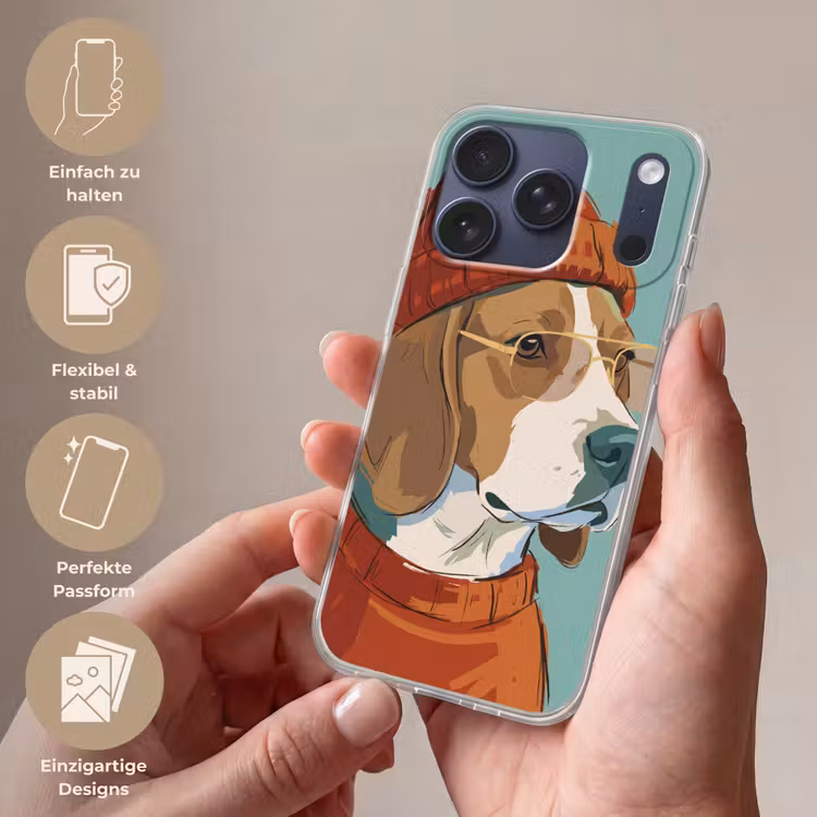 Hond - Beanie - Zonnebril - Dieren - Modern Telefoonhoesje iPhone 17 Pro klein -sfeer3_DE