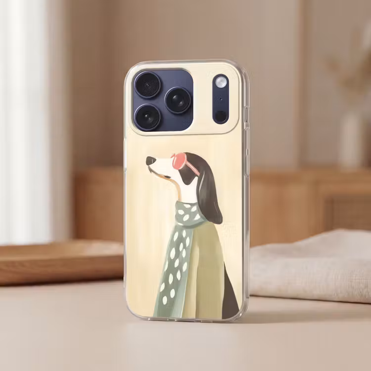 Hond - Zonnebril - Sjaal Telefoonhoesje iPhone 17 Pro klein -sfeer2