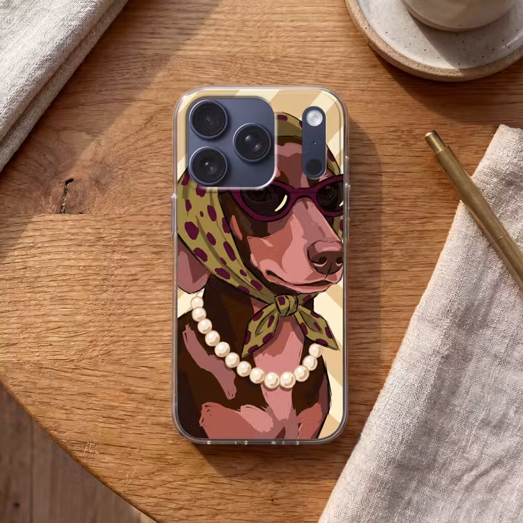 Hond - Zonnebril - Hoofddoek - Dieren - Modern Telefoonhoesje iPhone 17 Pro klein -sfeer1