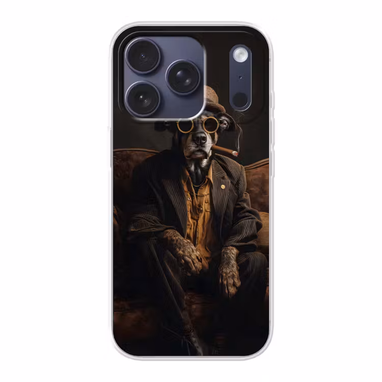 Hond - Sigaar - Hoed - Pak Telefoonhoesje iPhone 17 Pro klein -3d
