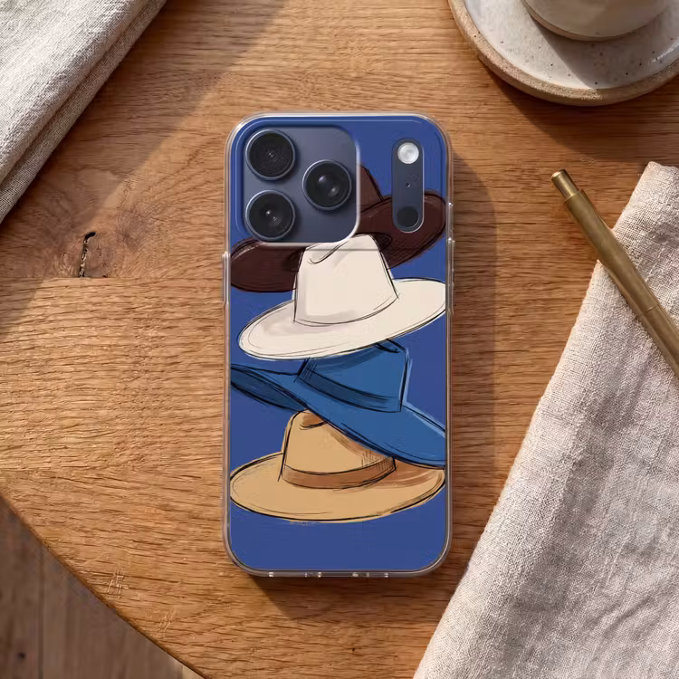 Hoeden - Gestapeld - Mode - Kleurrijk - Illustratie Telefoonhoesje iPhone 17 Pro klein -sfeer1