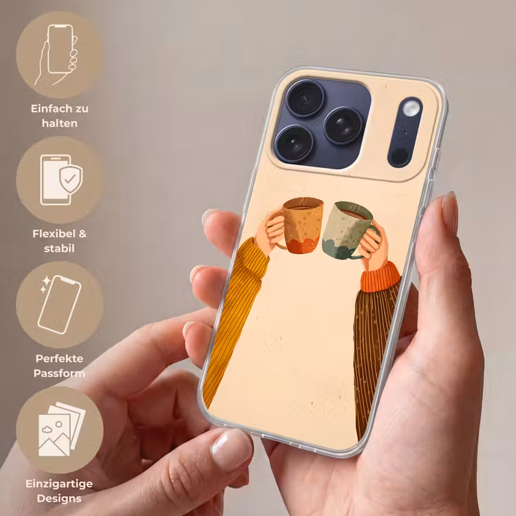Illustratie - Mokken - Proosten - Bruin Telefoonhoesje iPhone 17 Pro klein -sfeer3_DE