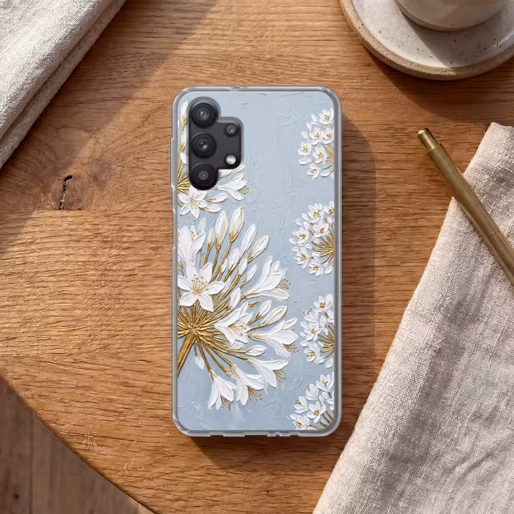 Illustratie - Bloemen - Blauw Telefoonhoesje Samsung Galaxy A32 5G klein -sfeer1
