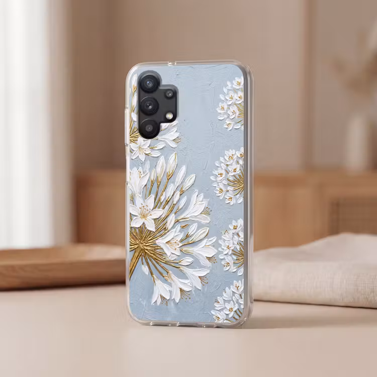 Illustratie - Bloemen - Blauw Telefoonhoesje Samsung Galaxy A32 5G klein -sfeer2