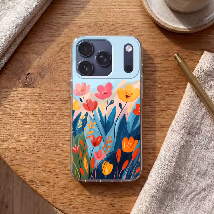 Illustratie - Bloemen - Kleurrijk Telefoonhoesje iPhone 17 Pro klein -sfeer1