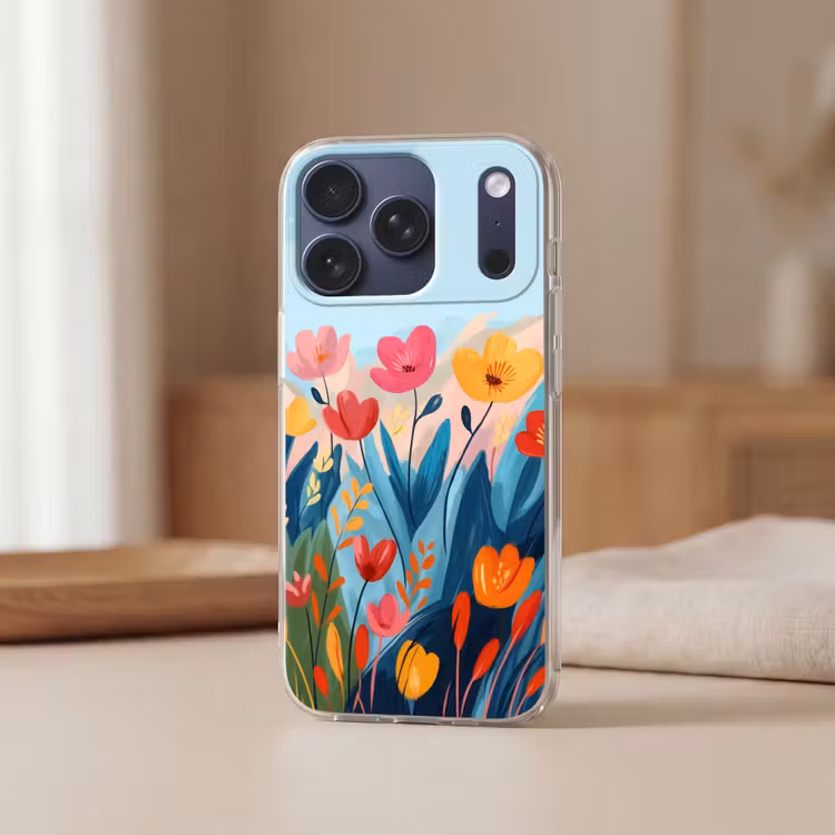 Illustratie - Bloemen - Kleurrijk Telefoonhoesje iPhone 17 Pro klein -sfeer2