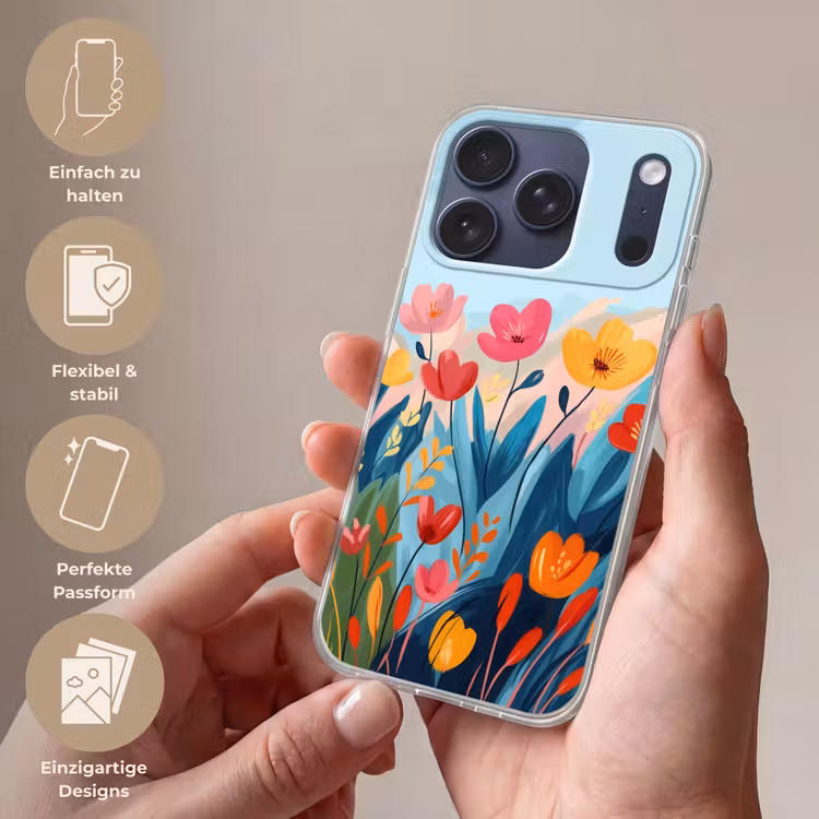 Illustratie - Bloemen - Kleurrijk Telefoonhoesje iPhone 17 Pro klein -sfeer3_DE