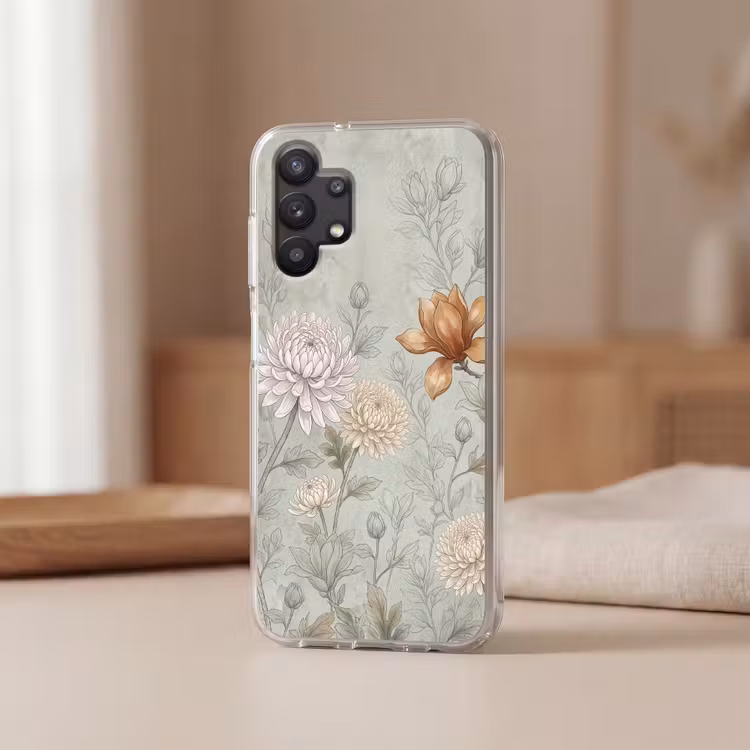 Illustratie - Bloemen - Groen Telefoonhoesje Samsung Galaxy A32 5G klein -sfeer2