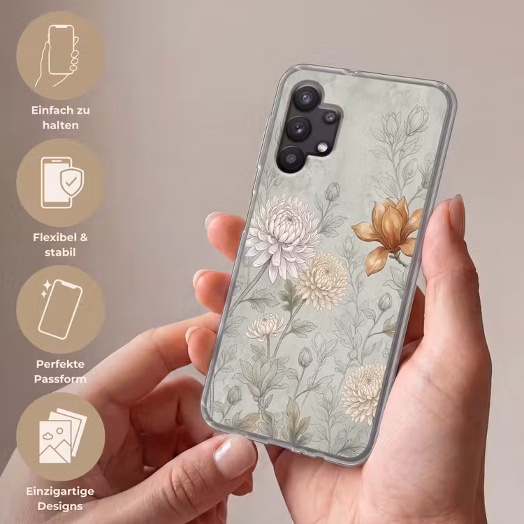 Illustratie - Bloemen - Groen Telefoonhoesje Samsung Galaxy A32 5G klein -sfeer3_DE