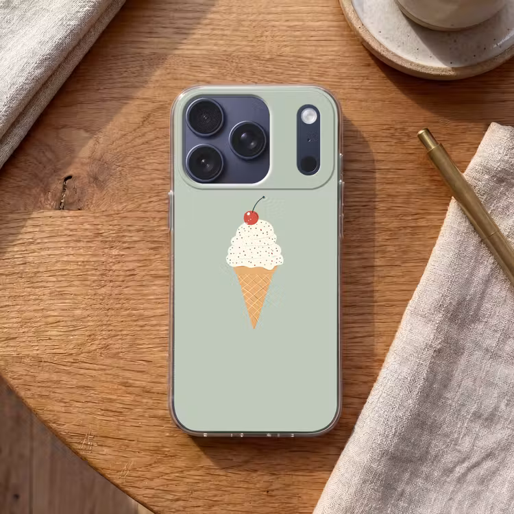Illustratie - Ijsje - Spikkels - Kers Telefoonhoesje iPhone 17 Pro klein -sfeer1
