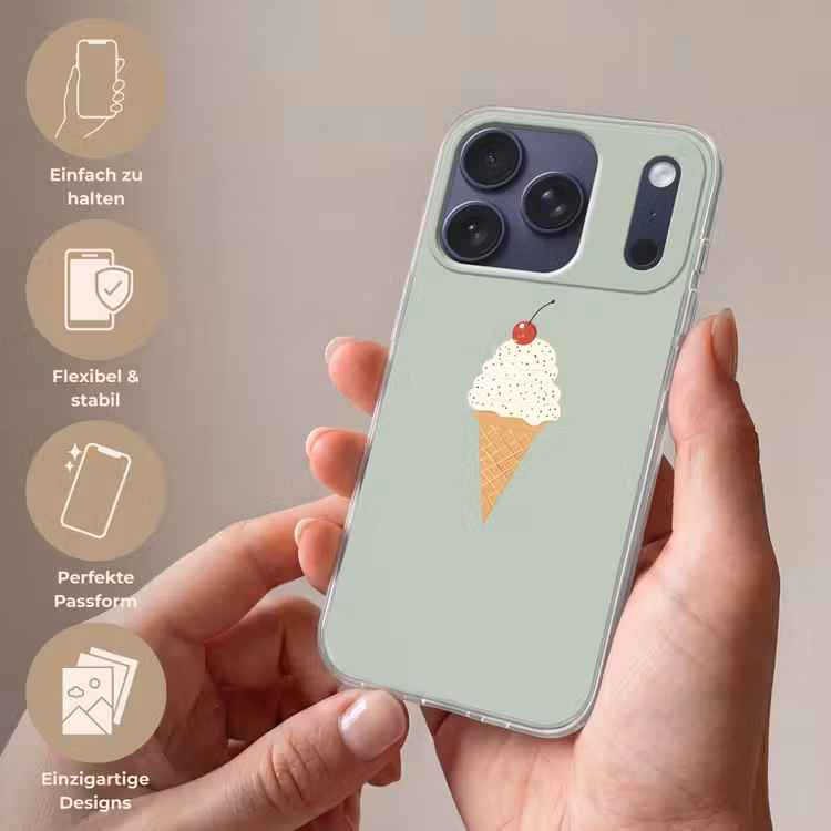 Illustratie - Ijsje - Spikkels - Kers Telefoonhoesje iPhone 17 Pro klein -sfeer3_DE