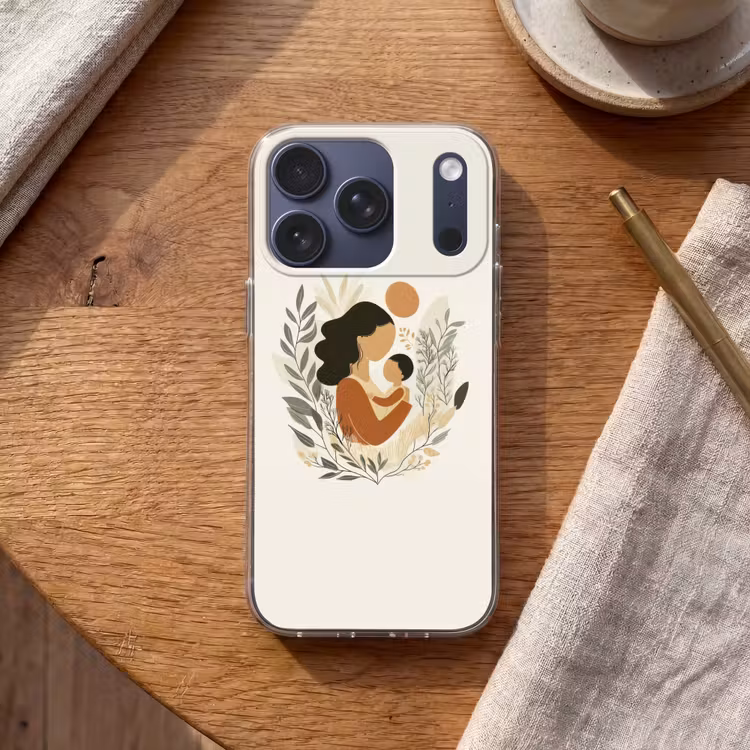 Illustratie - Moeder - Kind - Liefdevol Telefoonhoesje iPhone 17 Pro klein -sfeer1