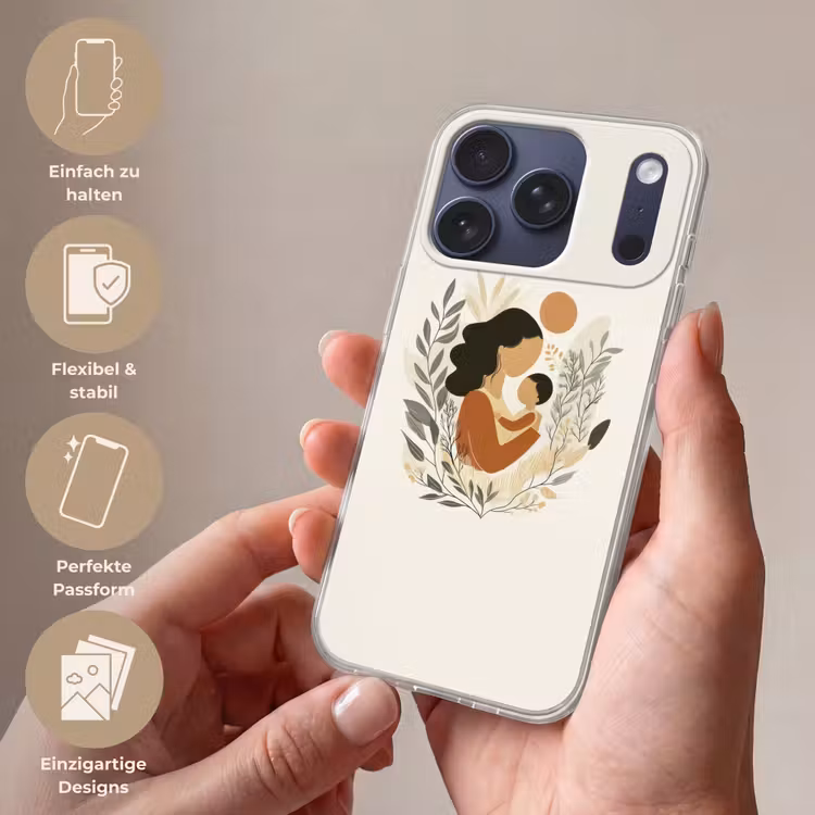 Illustratie - Moeder - Kind - Liefdevol Telefoonhoesje iPhone 17 Pro klein -sfeer3_DE