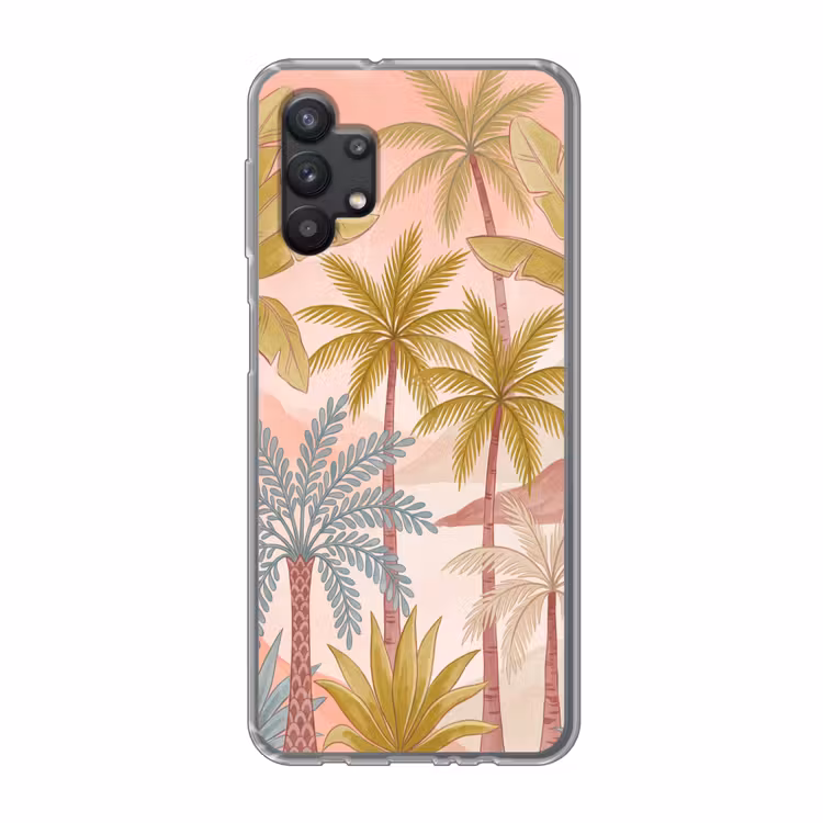 Illustratie - Palmbomen - Kleurrijk Telefoonhoesje Samsung Galaxy A32 5G klein -3d