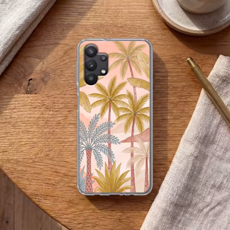 Illustratie - Palmbomen - Kleurrijk Telefoonhoesje Samsung Galaxy A32 5G klein -sfeer1