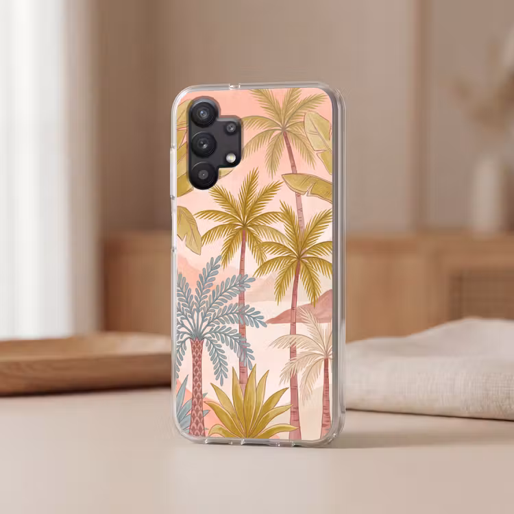 Illustratie - Palmbomen - Kleurrijk Telefoonhoesje Samsung Galaxy A32 5G klein -sfeer2