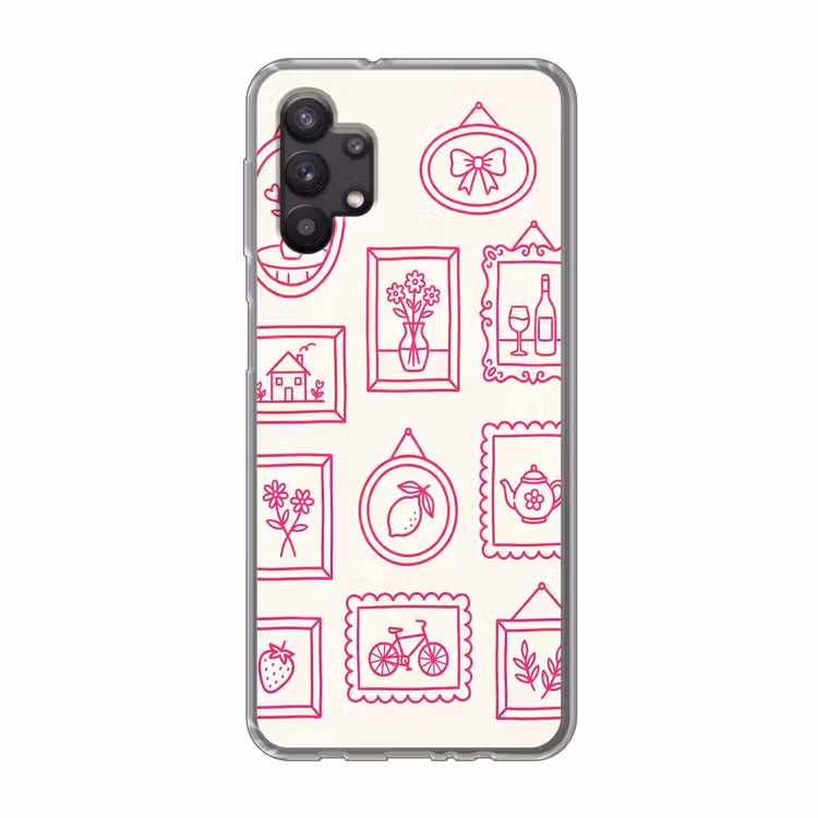 Illustratie - Collectie - Kunst - Minimalistisch - Roze Telefoonhoesje Samsung Galaxy A32 5G klein -3d