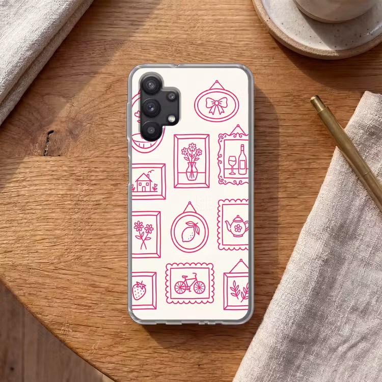 Illustratie - Collectie - Kunst - Minimalistisch - Roze Telefoonhoesje Samsung Galaxy A32 5G klein -sfeer1