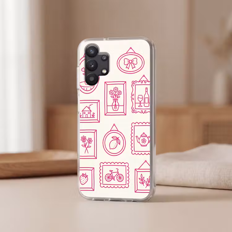 Illustratie - Collectie - Kunst - Minimalistisch - Roze Telefoonhoesje Samsung Galaxy A32 5G klein -sfeer2