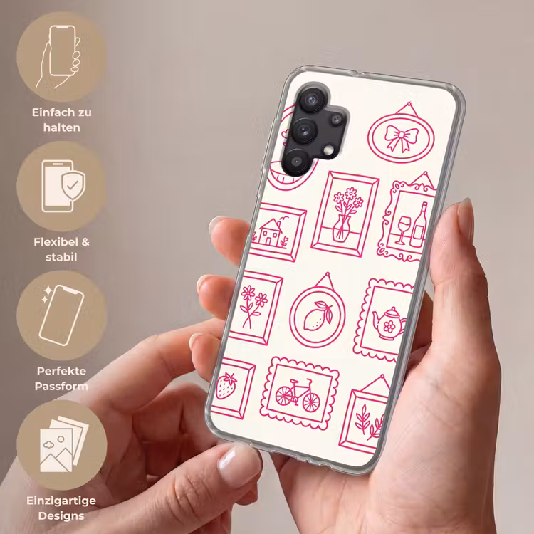 Illustratie - Collectie - Kunst - Minimalistisch - Roze Telefoonhoesje Samsung Galaxy A32 5G klein -sfeer3_DE