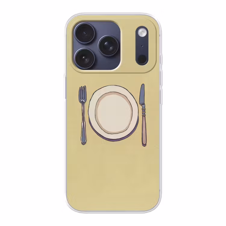 Illustratie - Bord - Bestek - Beige Telefoonhoesje iPhone 17 Pro klein -3d
