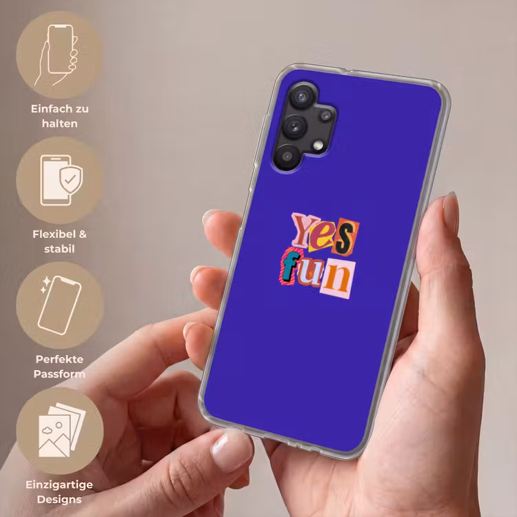 Yes fun - Kleurrijk - Collage-stijl Telefoonhoesje Samsung Galaxy A32 5G klein -sfeer3_DE